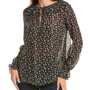 The Kooples Black and White Floral Blouse